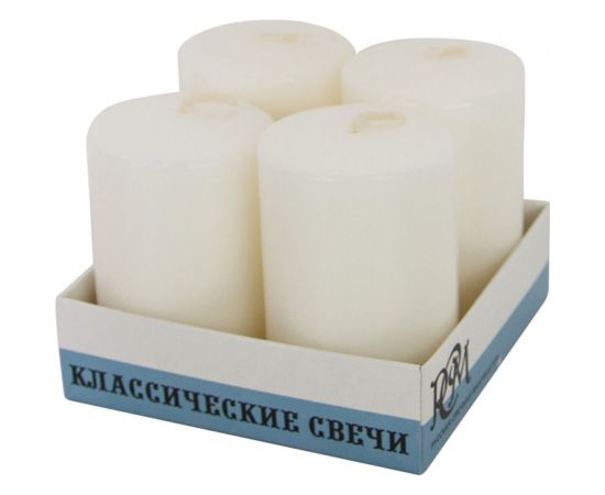 Свечи Дон Баллон классические столбики, белый, 6x4 см, 4 шт. 6460401 