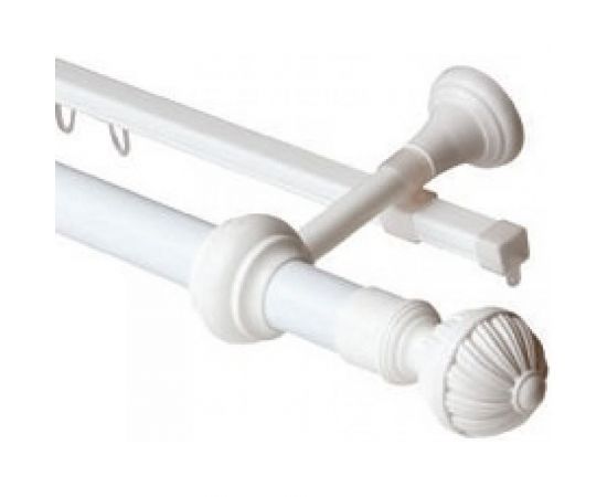 Двухрядный круглый карниз Волшебная палочка Византия металл, диаметр 28 мм, 2.4 м белый УТ000071383 