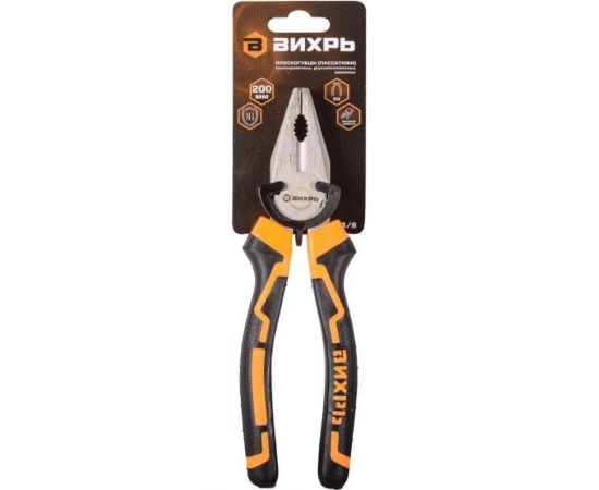 Плоскогубцы 200мм никелированные, двухкомпонентные рукоятки Вихрь 73/6/3/8 – изображение 4