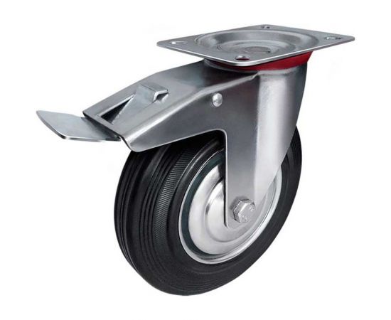 Колесо промышленное поворотное с роликовым подшипником и площадкой с тормозом D160 мм Tech Tech-Krep 148525 