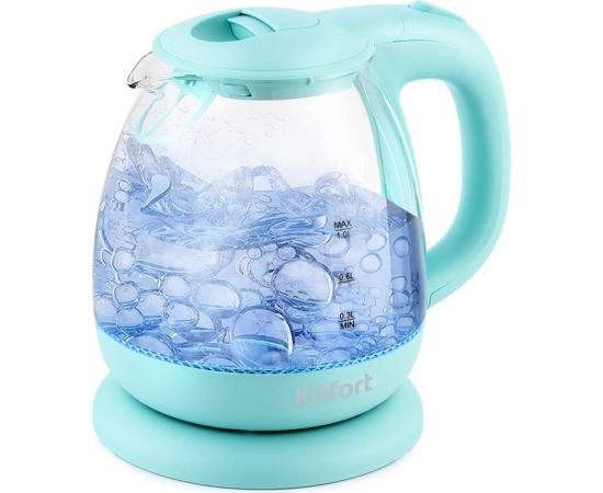 Чайник KITFORT мощность 900-1100 Вт емкость 1 л голубой КТ-653-1 