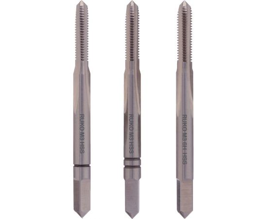 Набор метчиков из 3-х шт. RUKO М 3 шаг 0.5мм HSS-G DIN352 левый 230030LI 