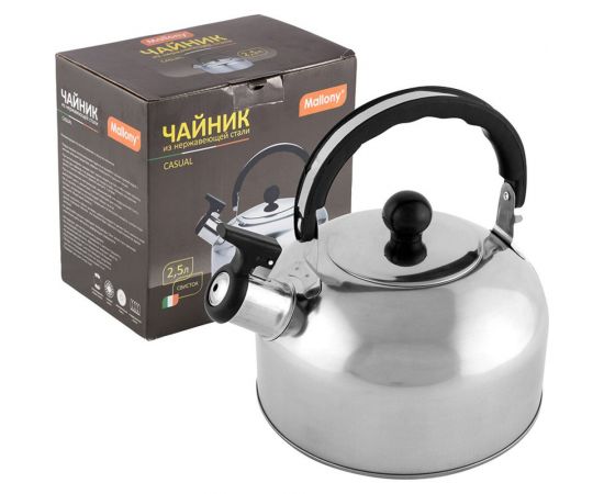 Чайник Mallony CASUAL, объем 2.5 л, из нержавеющей стали со свистком, зеркальная полировка 007297 – изображение 2