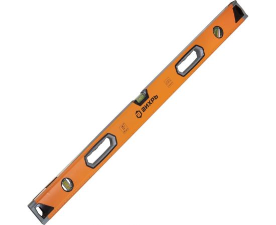 Алюминиевый усиленный уровень Вихрь 1000 мм, 3 глазка 1 зеркальный, двухкомпонентные рукоятки 73/11/4/12 