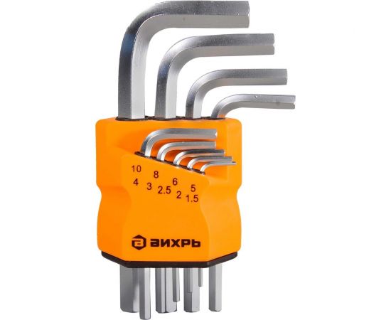 Набор имбусовых ключей Вихрь HEX 1.5-10 мм, 9 шт. 73/6/5/11 