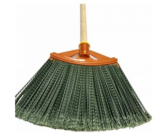 Метла Berhau плоская, оптима 380x190мм., полипропиленовая, распушенная, с черенком 101923 – изображение 2