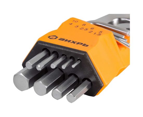 Набор имбусовых ключей Вихрь HEX 1.5-10 мм, 9 шт. 73/6/5/11 – изображение 3