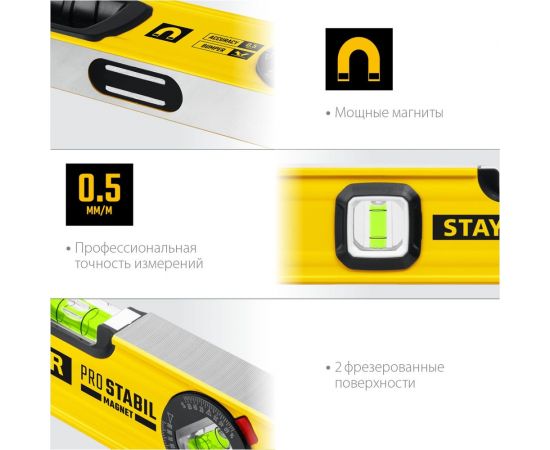 Уровень STAYER Professional магнитный с двумя фрезерованными поверхностями 1500 мм 3480-150 – изображение 4