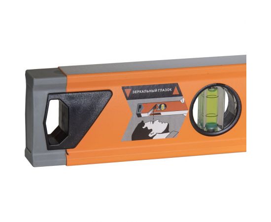 Алюминиевый усиленный уровень Вихрь 800 мм, 3 глазка 1 зеркальный, двухкомпонентные рукоятки 73/11/4/11 – изображение 5