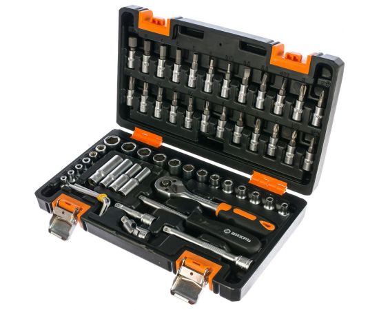 Набор инструментов 1/4 дюйма, CrV, пластиковый кейс 57 предмета Вихрь 73/6/7/2 