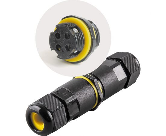 Соединитель-коннектор STEKKER для проводов ld518, 2-контактный, водонепроницаемый, черный, 49186 