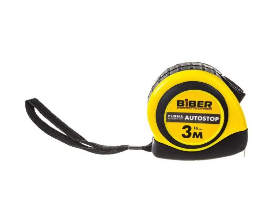 Рулетка (обрезиненный корпус, 3 м х 16 мм) Biber AUTOSTOP 40071 тов-173001 