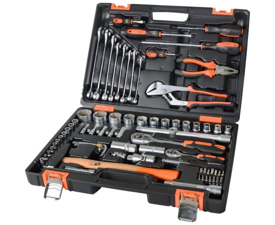 Набор инструментов 1/2, 1/4 дюйма CrV, пластиковый кейс 76 предметов Вихрь 73/6/7/4 