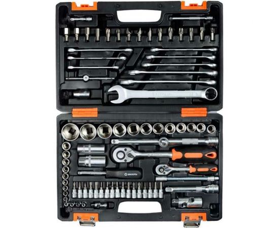 Набор инструментов Вихрь АВТО, 1/2 , 1/4 , CrV, в кейсе 82 предмета 73/6/7/6 