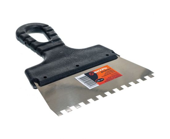 Зубчатый шпатель нержавеющая cталь, пластиковая рукоятка 6х6 мм, 150мм Вихрь 73/3/2/25 