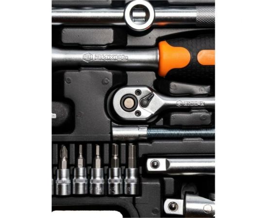 Набор инструментов 1/2, 1/4 дюйма, CrV, пластиковый кейс 82 предмета Вихрь 73/6/7/3 – изображение 12