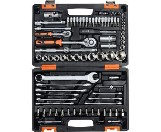 Набор инструментов 1/2, 1/4 дюйма, CrV, пластиковый кейс 82 предмета Вихрь 73/6/7/3 – изображение 2