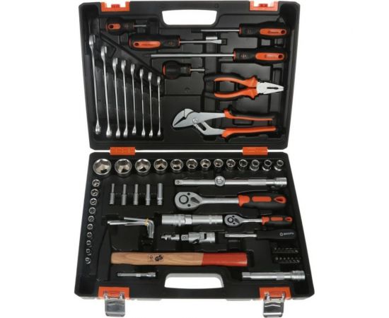 Набор инструментов 1/2, 1/4 дюйма CrV, пластиковый кейс 76 предметов Вихрь 73/6/7/4 – изображение 4