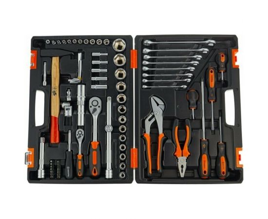 Набор инструментов 1/2, 1/4 дюйма CrV, пластиковый кейс 76 предметов Вихрь 73/6/7/4 – изображение 6