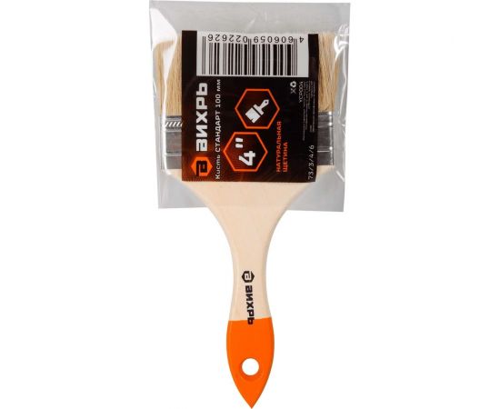 Кисть 100 мм 4 дюйма натуральная щетина Вихрь СТАНДАРТ 73/3/4/6 – изображение 7