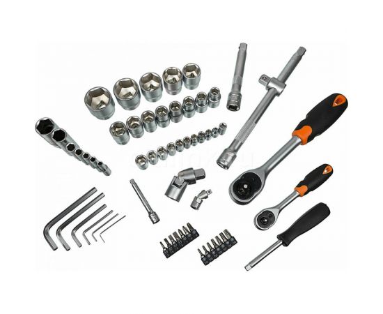 Набор инструментов 1/2, 1/4 дюйма CrV, пластиковый кейс 76 предметов Вихрь 73/6/7/4 – изображение 9