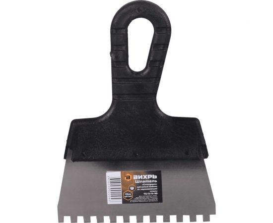 Зубчатый шпатель нержавеющая cталь, пластиковая рукоятка 6х6 мм, 150мм Вихрь 73/3/2/25 – изображение 9