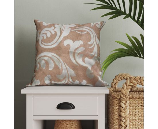 Чехол для подушки из блэкаута witerra с жаккардовым рисунком 806 листья, 40x40, с клапаном 15 см, терракот-золото 45223 