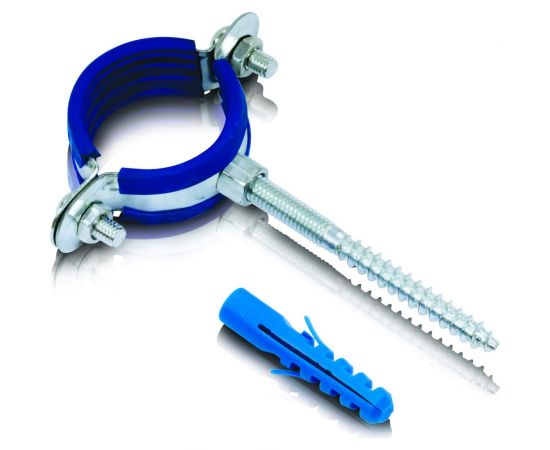 Металлический сантехнический хомут для труб 25 Blue Ocean шуруп и дюбель в компл. PPRF/MSHTS 25 