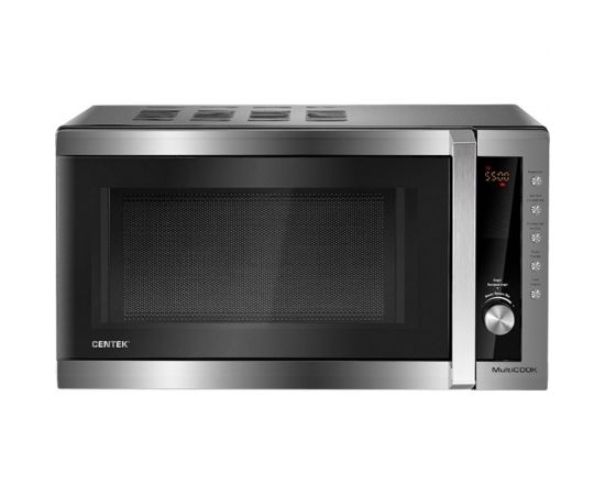 Микроволновая печь Centek СВЧ CT-1582 сталь, 700W, 20 л, 8 программ, таймер, подсветка, камера эмаль, ЖК-дисплей 
