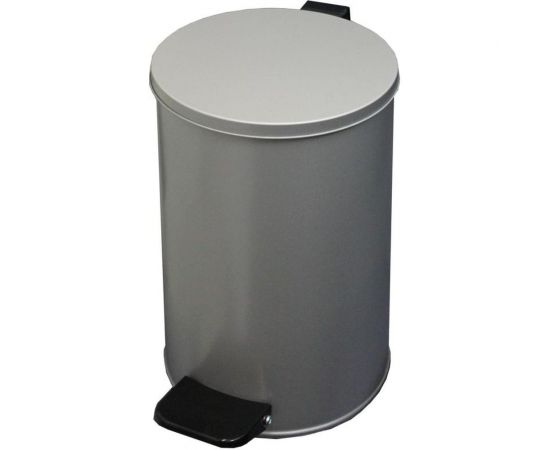 Педальная урна ООО Комус круглая, 10 л, серый металлик, 200 мм x 310 мм 732844 