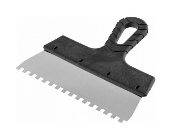 Шпатель из нержавеющей стали Россия 200 мм зуб 6х6 мм пластмассовая ручка 85158 – изображение 2