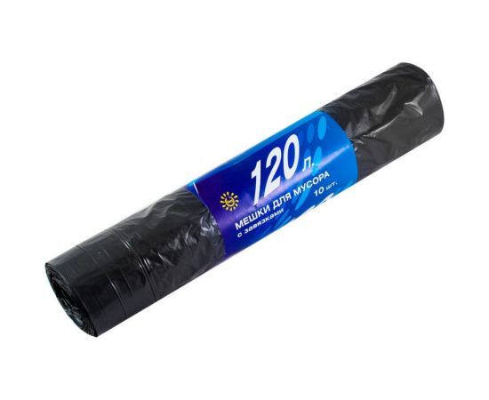Мешки для мусора с завязками 10 шт, 120 л, 25 мкм, ПВД, черные РемоКолор 61-1-122 – изображение 2
