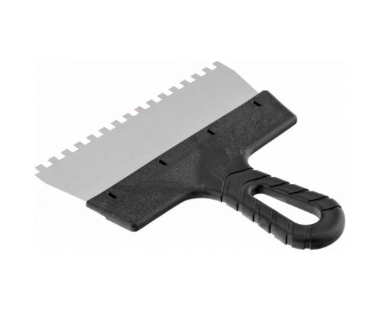 Шпатель из нержавеющей стали Россия 200 мм зуб 6х6 мм пластмассовая ручка 85158 – изображение 3