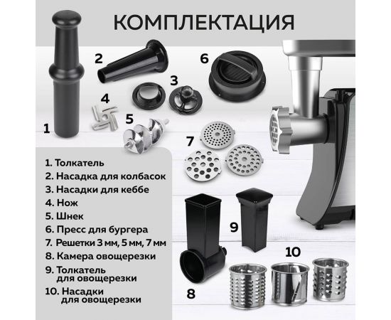 Электрическая мясорубка 2 в 1 GFGRIL GF-MG20 – изображение 4