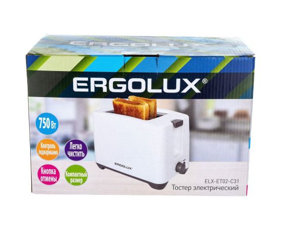 Электрический тостер ERGOLUX ELX-ET02-C31 бело-серый 13971 – изображение 4