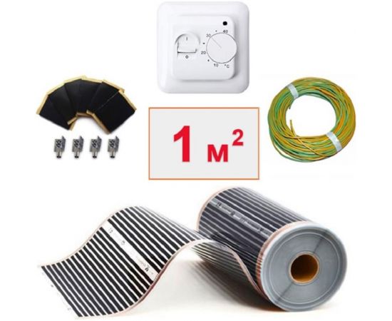 Плёночный электрический тёплый пол ТеплоСофт 1м.кв. с терморегулятором плёнка 1м.кв. 