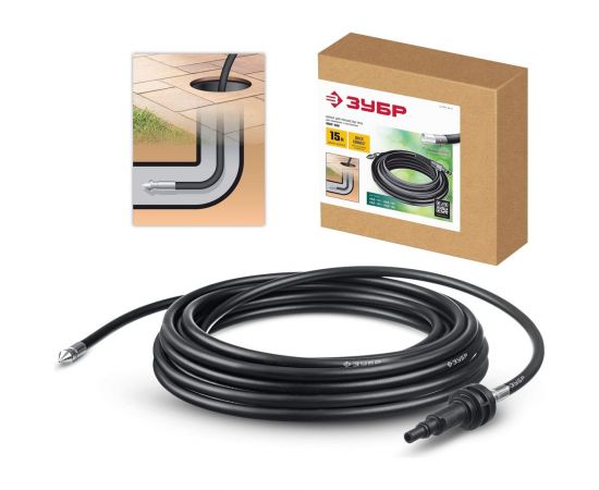 Шланг для прочистки труб ЗУБР Миг-180 15 м, для минимоек с пистолетом 70414-180-15 