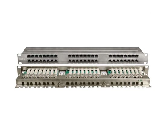 Патч-панель высокой плотности 19"" Hyperline, 1U, 48 портов RJ-45, полный экран, категория 6, 420642 