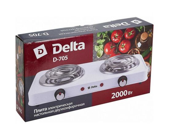 Двухконфорочная электрическая плита Delta D-705 спираль белая Р1-00004135 – изображение 2