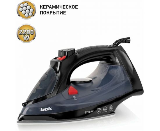 Электрический утюг BBK ISE-2202 черный/темно-серый 00-00001169 – изображение 2