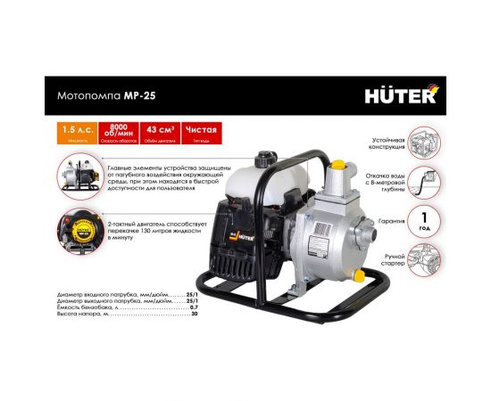 Мотопомпа Huter MP 25 70/11/1 – изображение 2