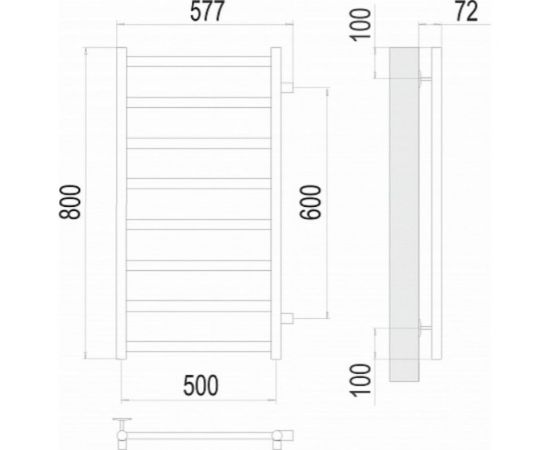 Полотенцесушитель Terminus Аврора П8 500x800 бп600 4670078529930 – изображение 3