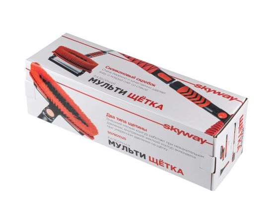 Щетка от снега со скребком SKYWAY 90-110 см МУЛЬТИЩЕТКА с распушенной щетиной, скребок, водосгон с поворотным механизмом S07801025 – изображение 4