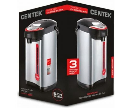 Термопот Centek 5л, 750Вт, 3 способа подачи воды, корпус из нержавеющей стали CT-0082 Black – изображение 4