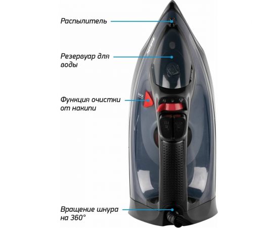 Электрический утюг BBK ISE-2202 черный/темно-серый 00-00001169 – изображение 4