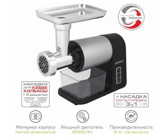 Электрическая мясорубка Endever Sigma-107, черный/стальной 90255 – изображение 9