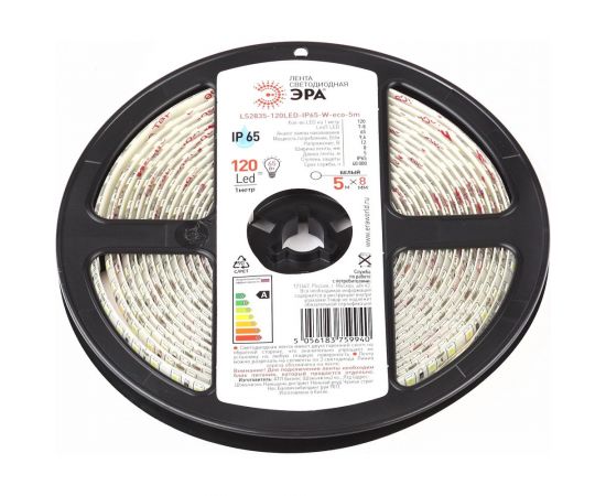 Светодиодная лента ЭРА LS2835-120LED-IP65-W-eco-5m Б0035599 