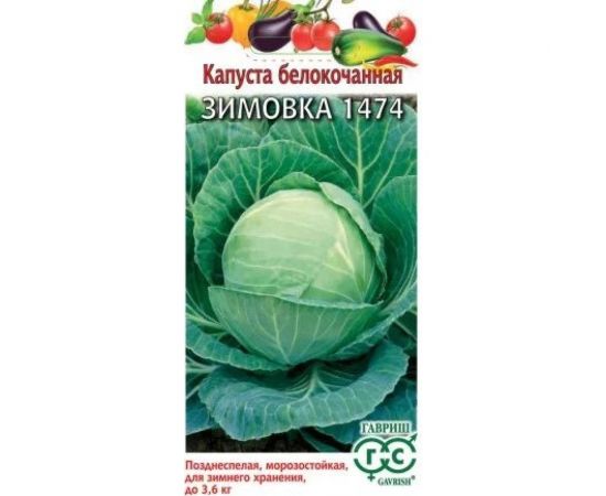 Семена ГАВРИШ Капуста белокочанная Зимовка 1474 0.1 г, для хранения 1071856472 