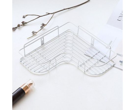 Подвесная полка + крючки 2 шт. Union угловая, с крючками, 26,5x26,5x9,5см 21US02-429W 