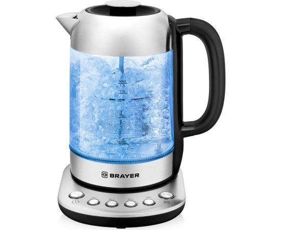 Электрический стеклянный чайник BRAYER 1.7 л, с выбором температуры, ситечко BR1028 